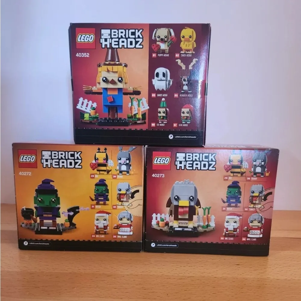 Lego Bundle 40272, 40273, 40352 Witch, Turkey, and Scarecrow Brickheadz Set NEW